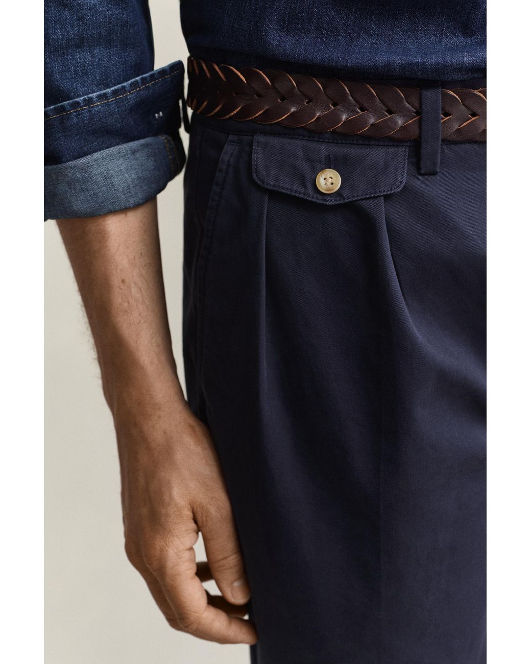 Gant Blue Cotton Twill Chinos Evening for men