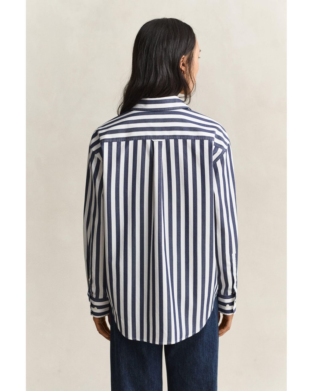 Gant Blue Relaxed Striped Poplin Shirt Classic