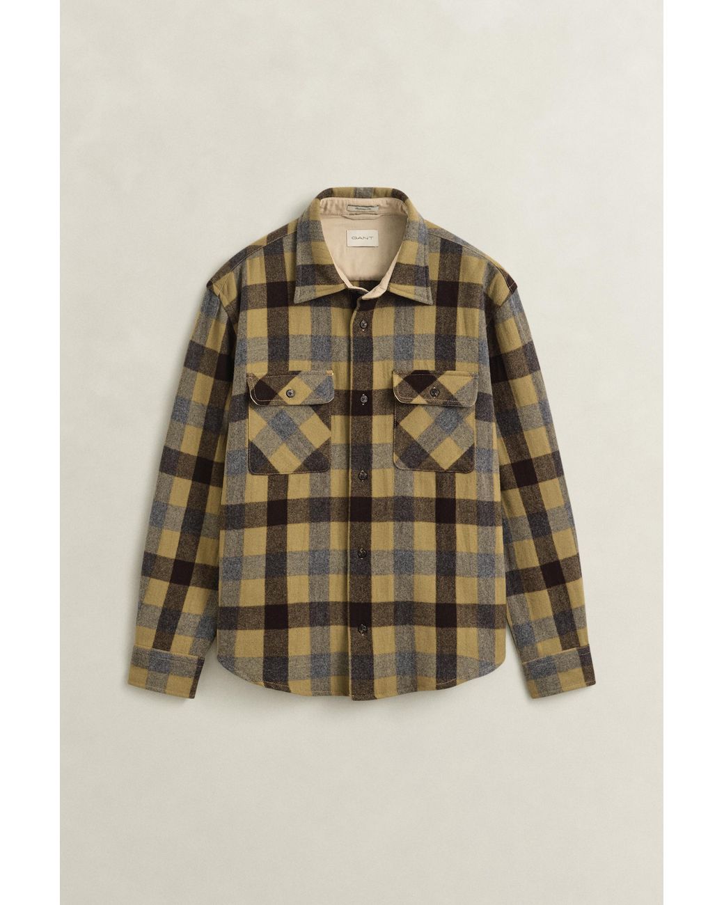 Gant Natural Checked Wool Shirt Warm for men