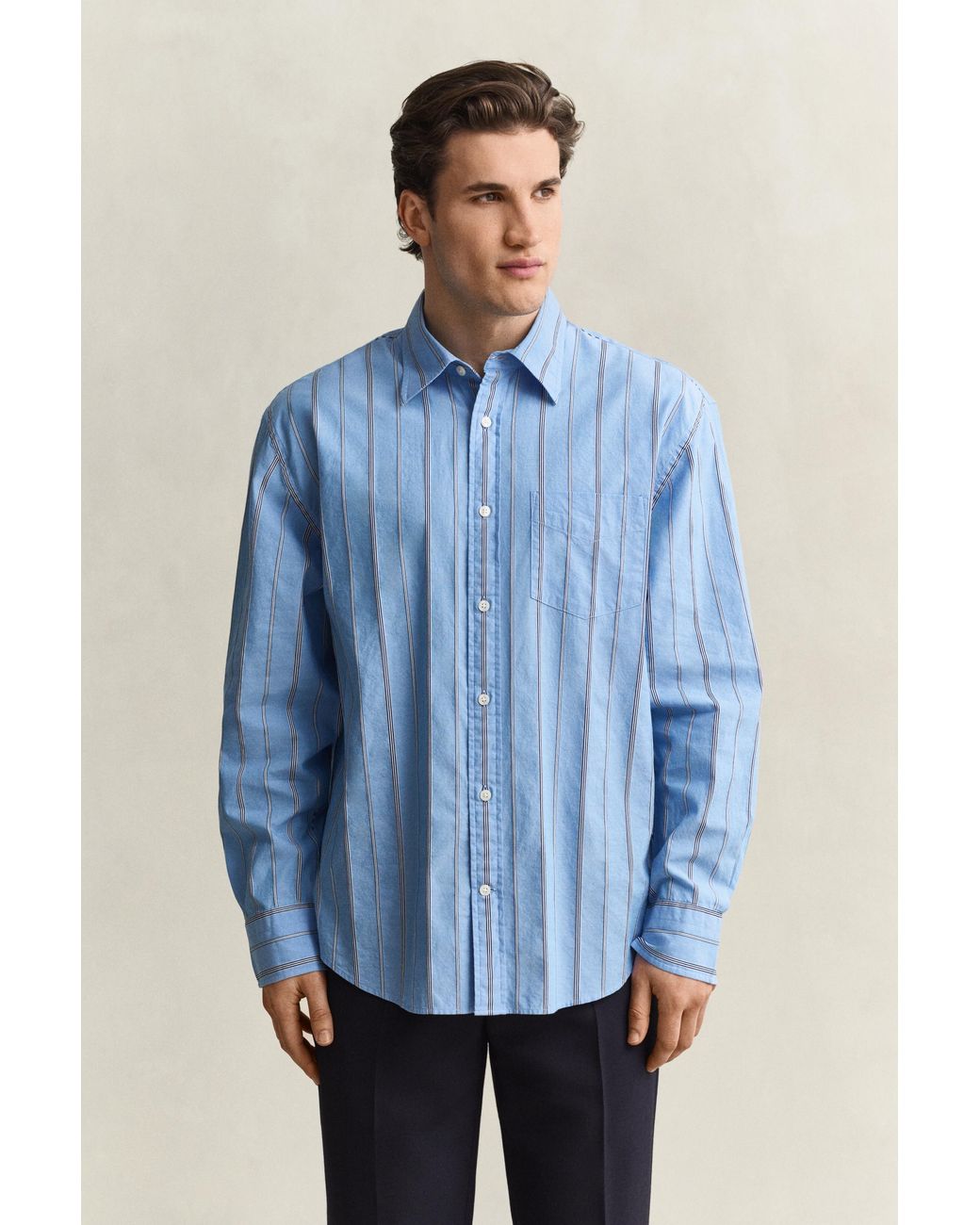 Gant Blue Relaxed Fit Dobby Striped Shirt for men