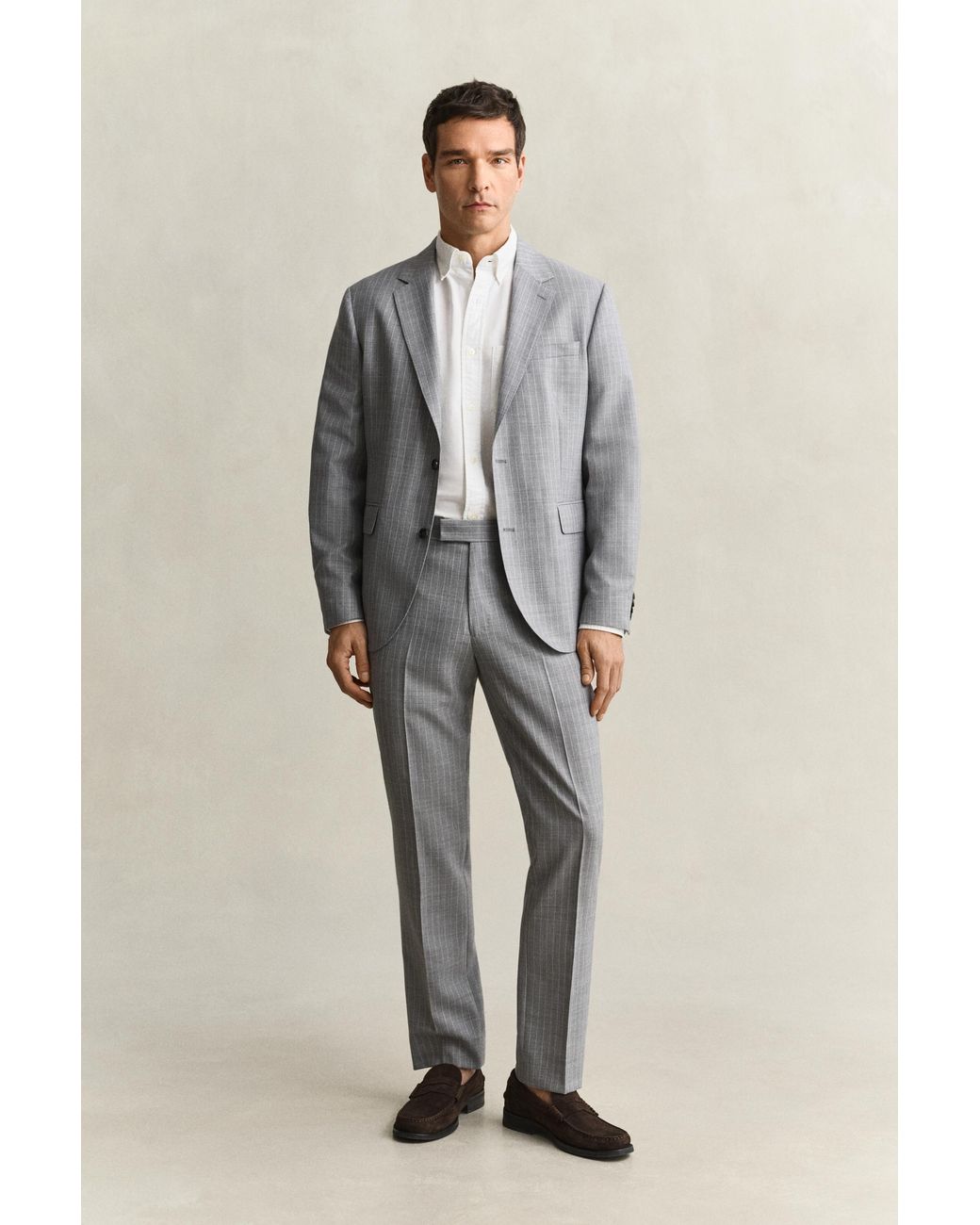 Gant Gray Pinstriped Suit Pants Melange for men