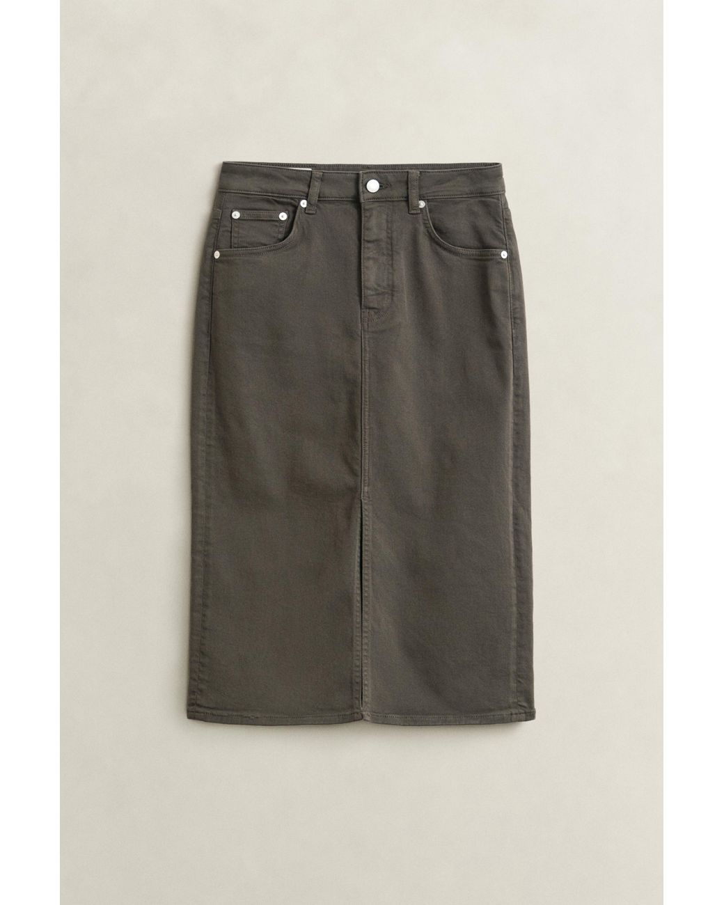 Gant Green Twill Colored Pencil Skirt Dark Moss