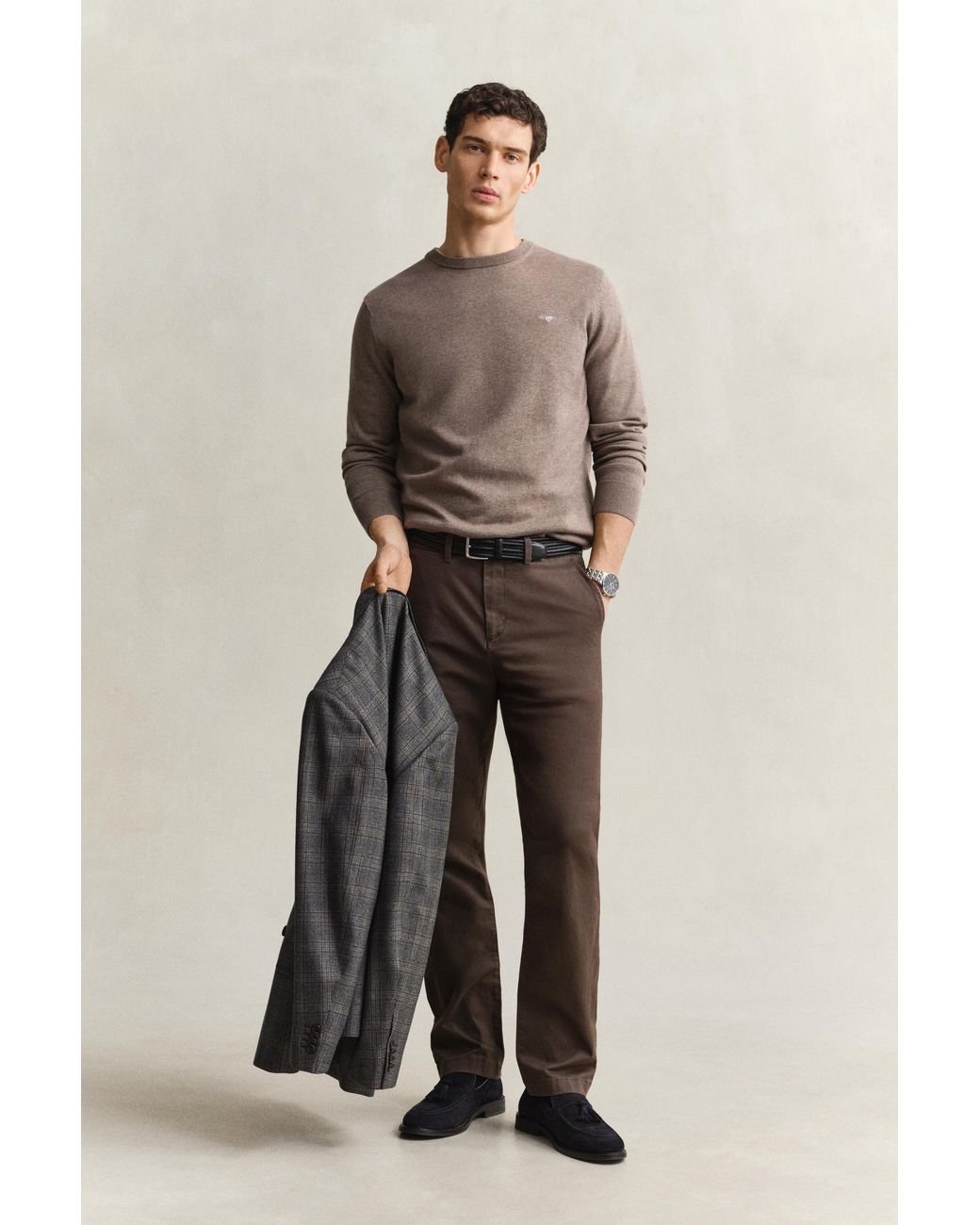Gant Natural Cotton Crew Neck Sweater for men