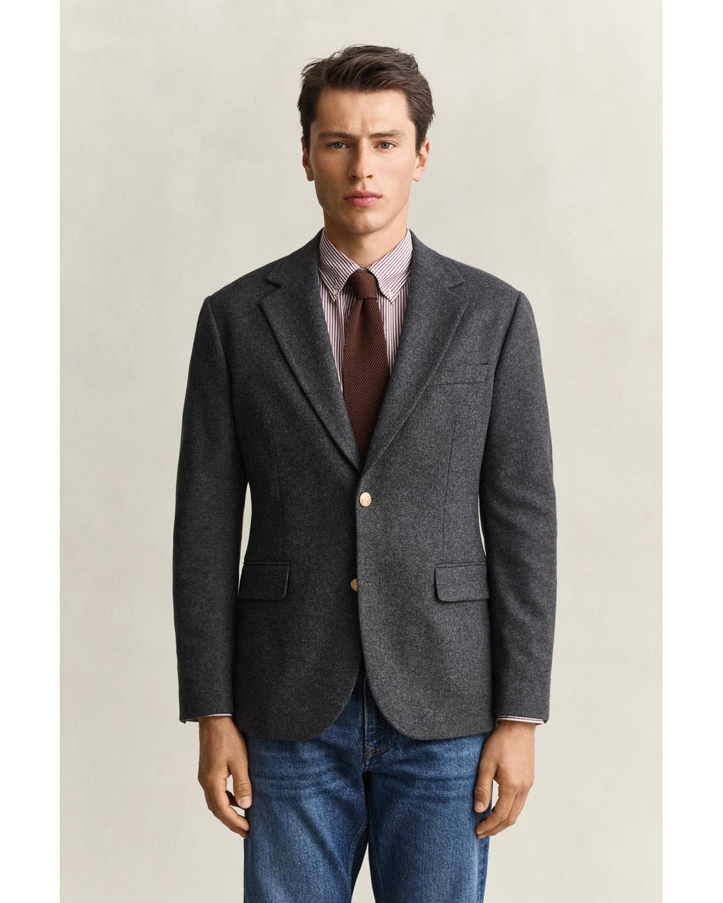 Gant Blue Classic Flannel Wool Club Blazer for men
