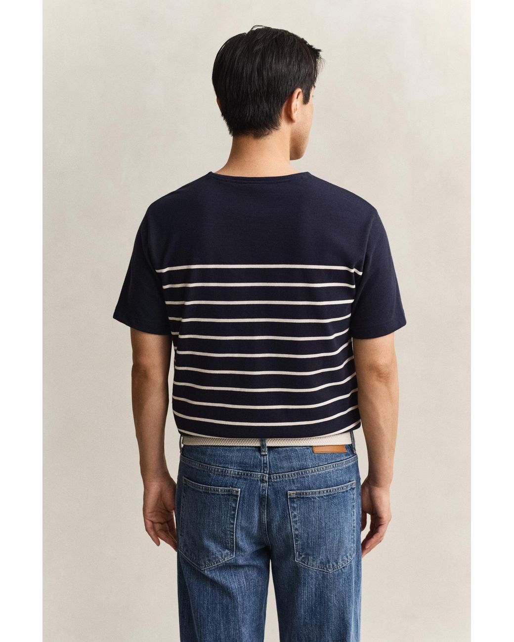 Gant Blue Placed Stripe T-Shirt Evening for men