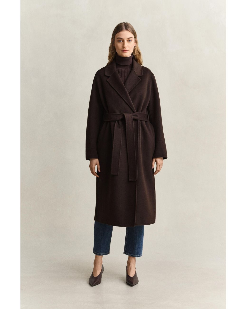 Gant Blue Handstitched Belted Coat Deep