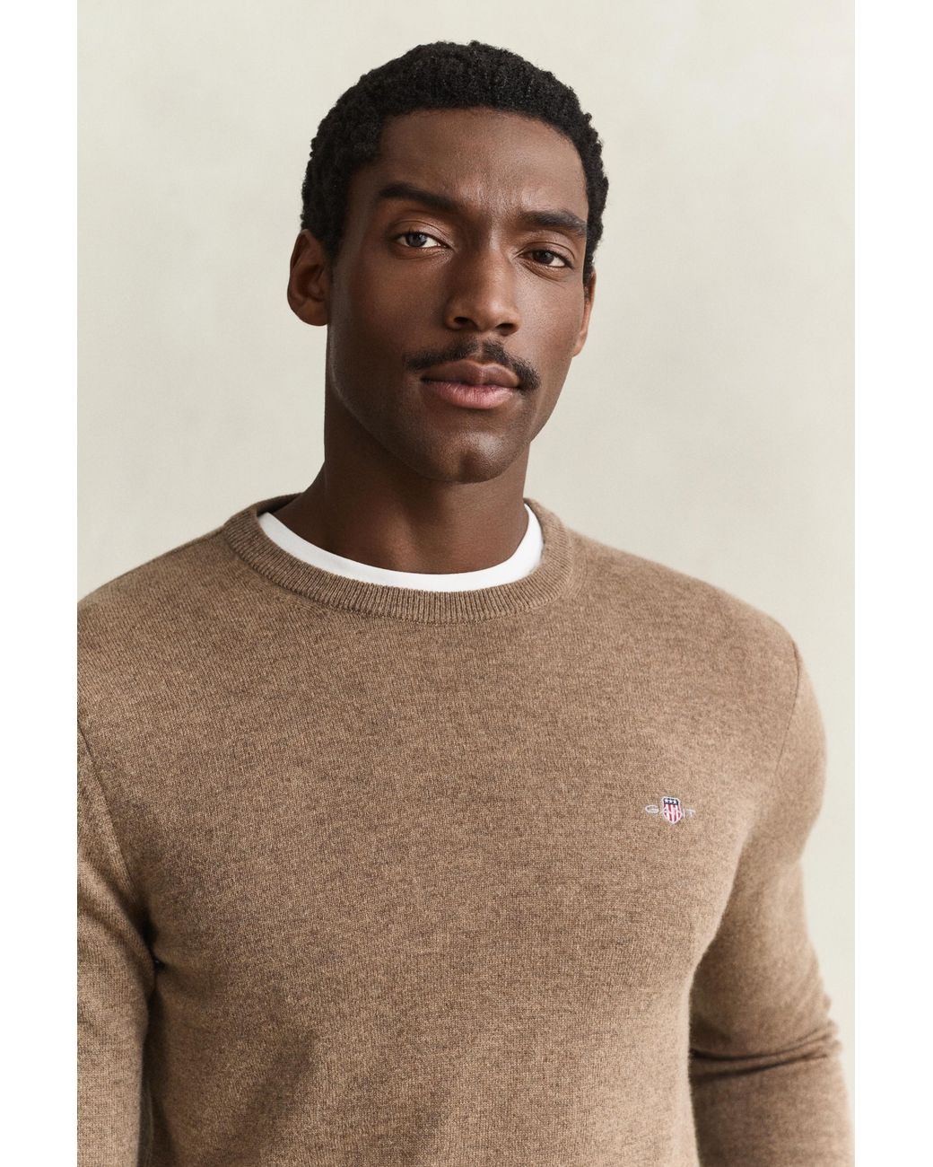 Gant Natural Lambswool Crew Neck Sweater Light Melange for men
