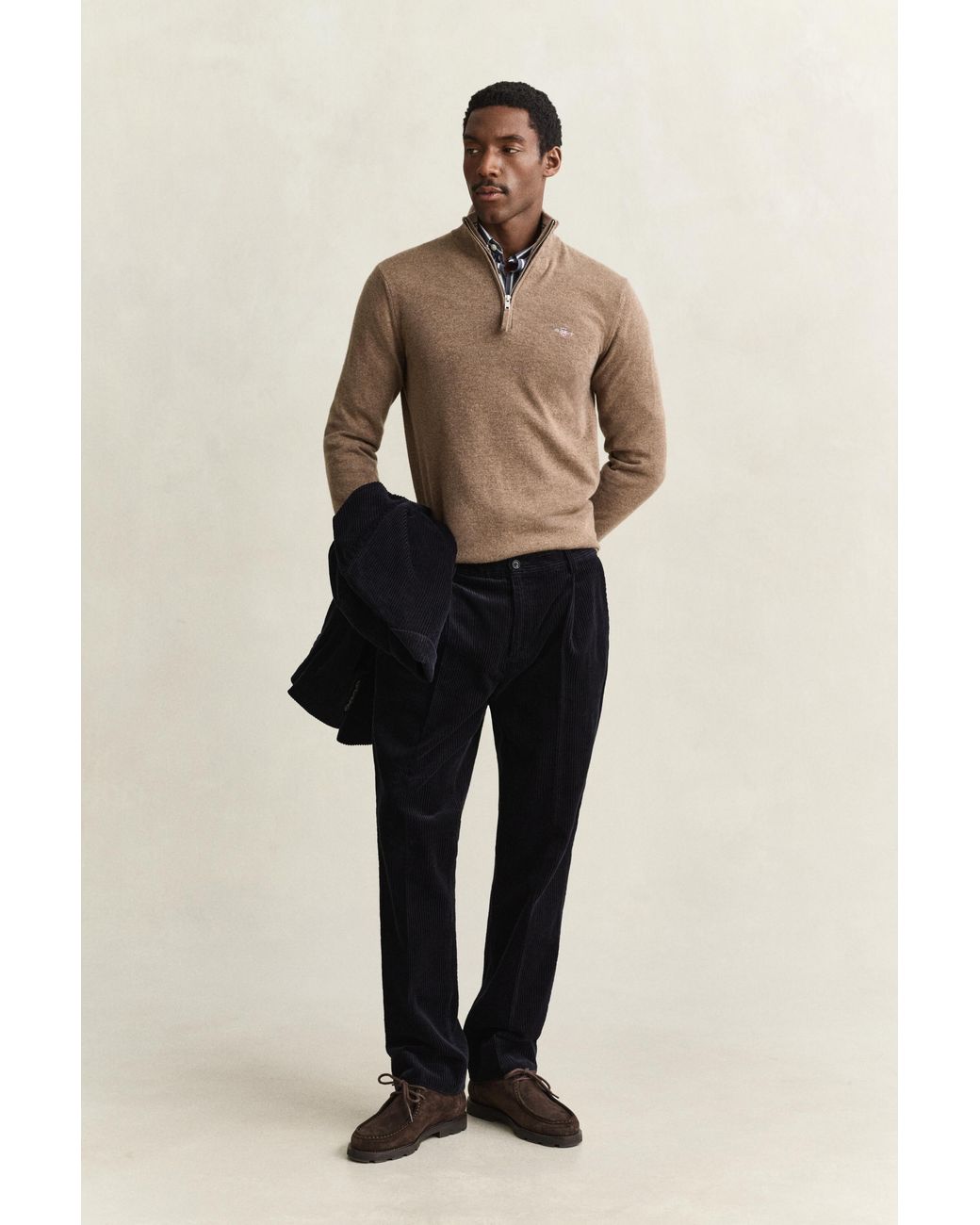 Gant Natural Lambswool Half-Zip Sweater Light Melange for men