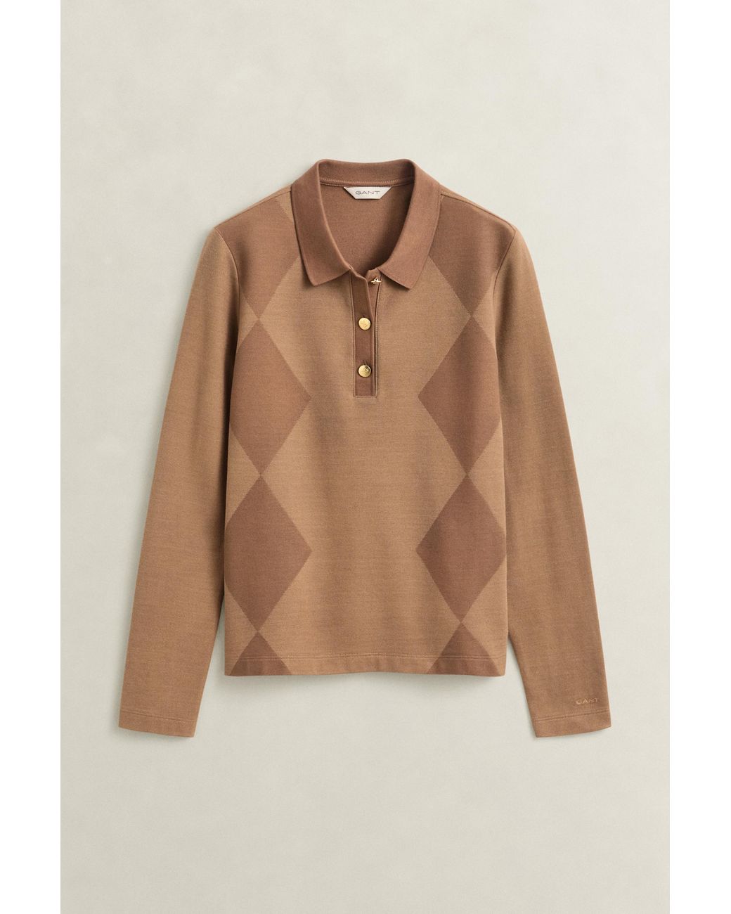 Gant Blue Argyle Long Sleeve Polo Shirt