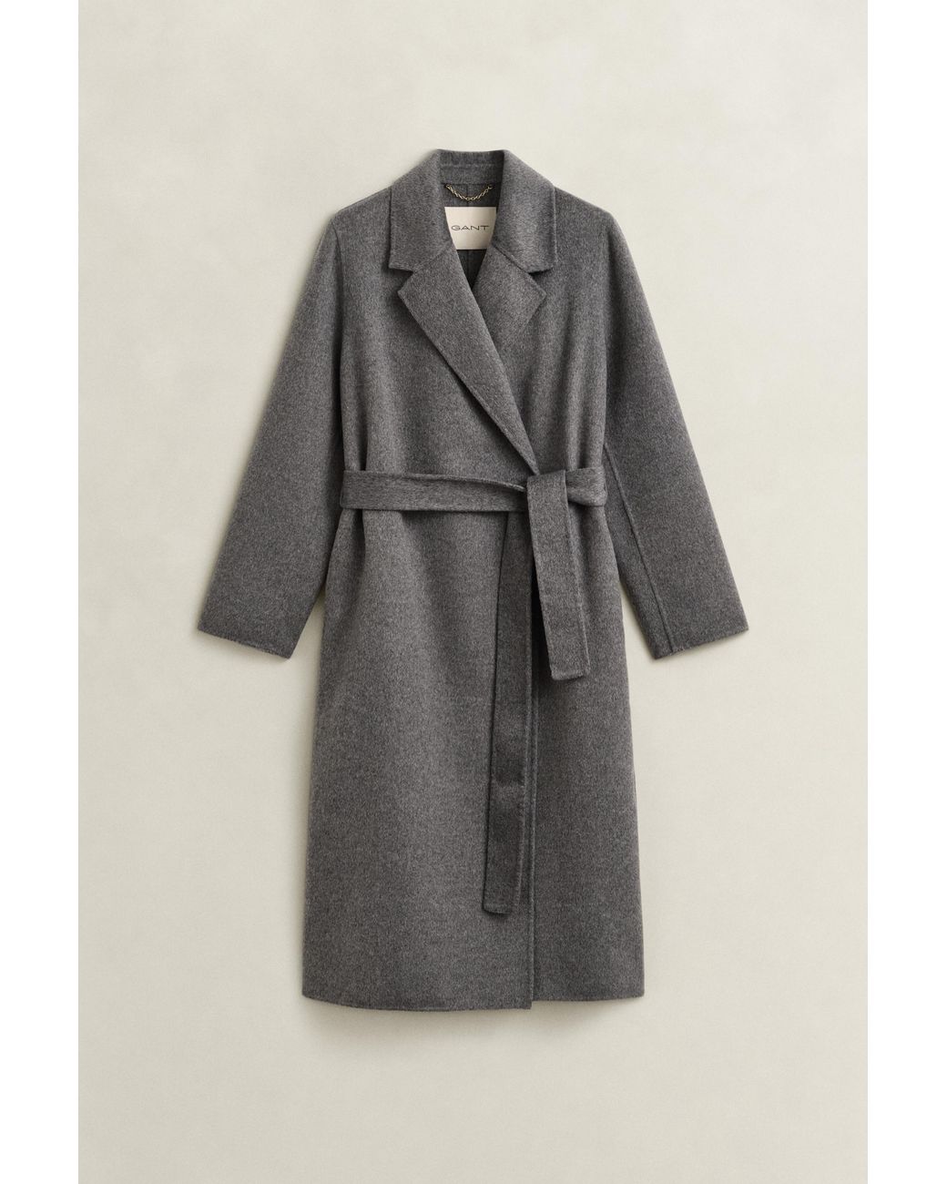 Gant Gray Handstitched Belted Coat Charcoal Melange