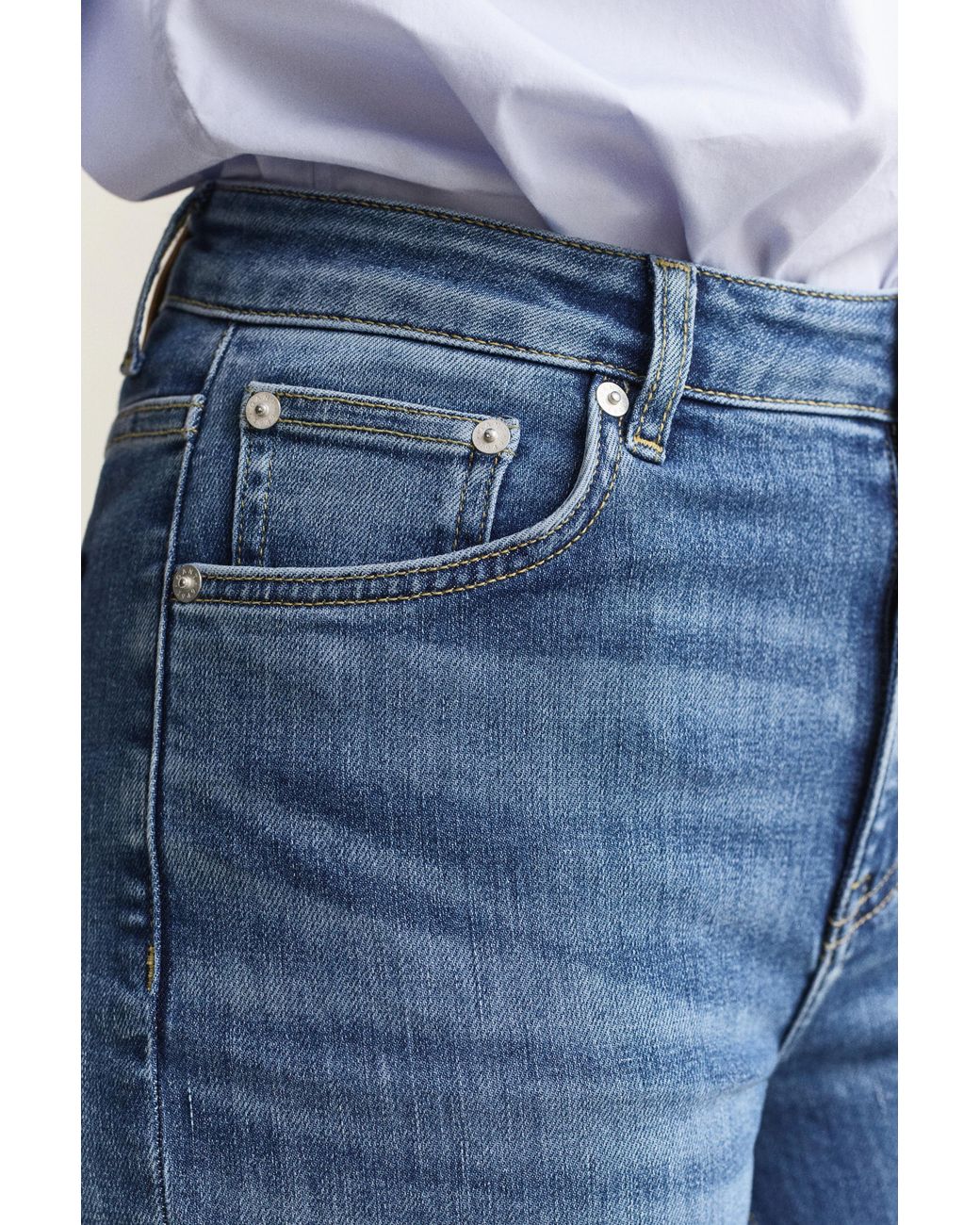 Gant Blue Cropped Stretch Jeans Mid Broken In