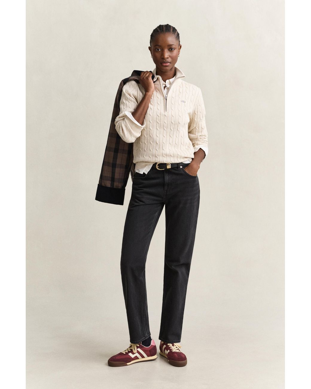 Gant Natural Stretch Cable Knit Half-Zip Sweater
