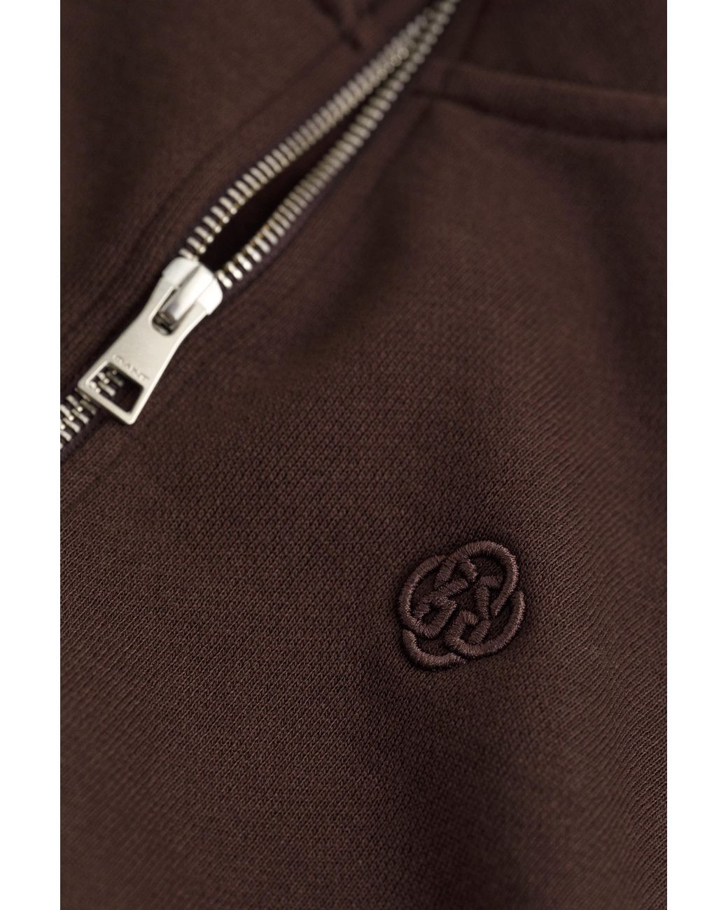 Gant Brown Embroidered Half-Zip Sweatshirt Deep