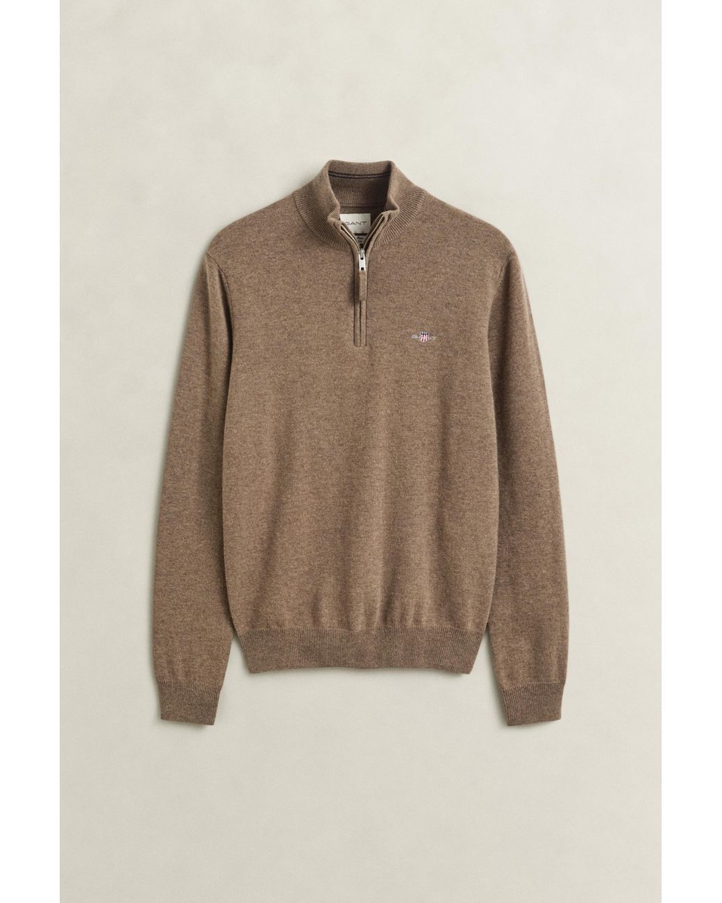 Gant Natural Lambswool Half-Zip Sweater Light Melange for men