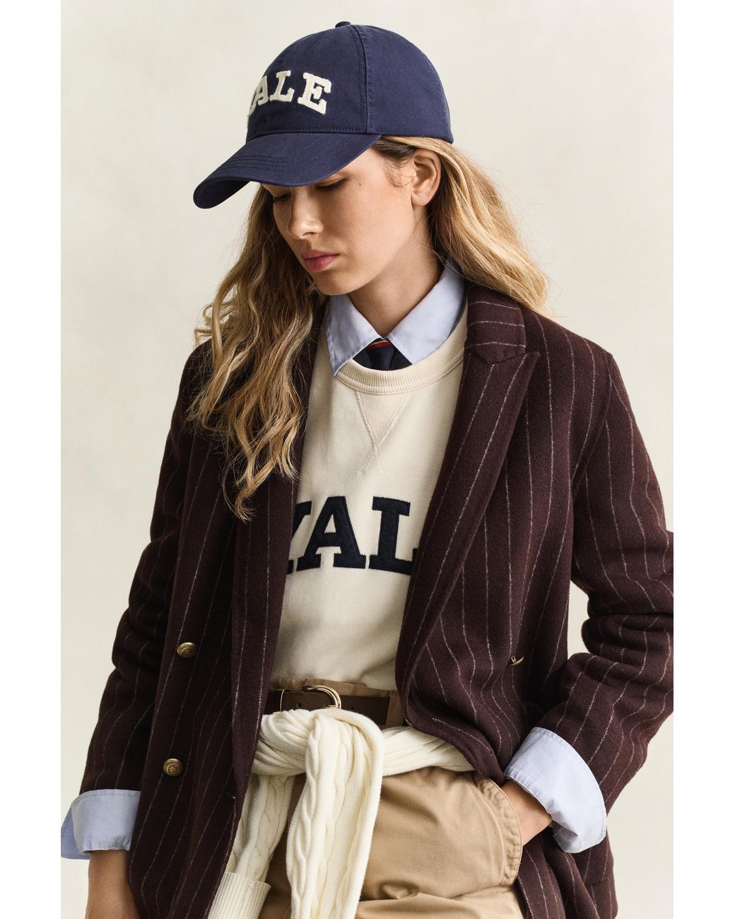 Gant Natural X Yale Pinstriped Handstitched Blazer Deep
