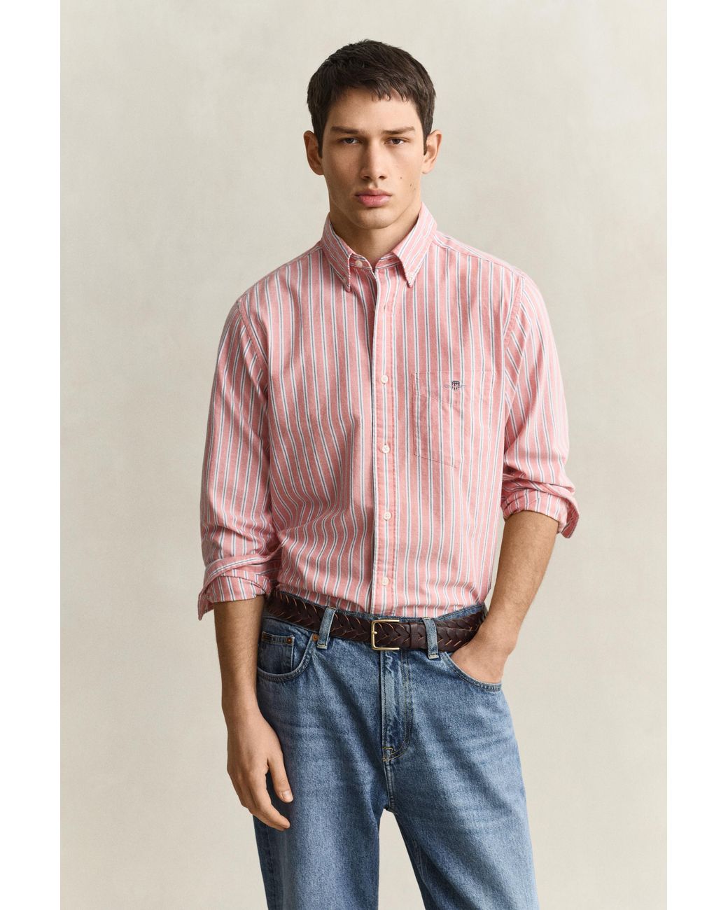 Gant Pink Striped Classic Oxford Shirt for men