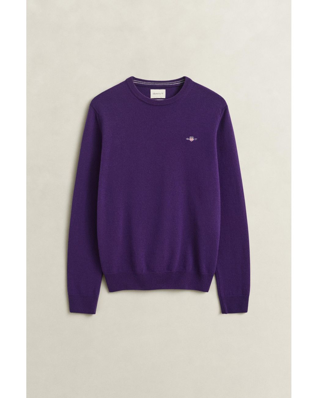 Gant Purple Lambswool Crew Neck Sweater for men