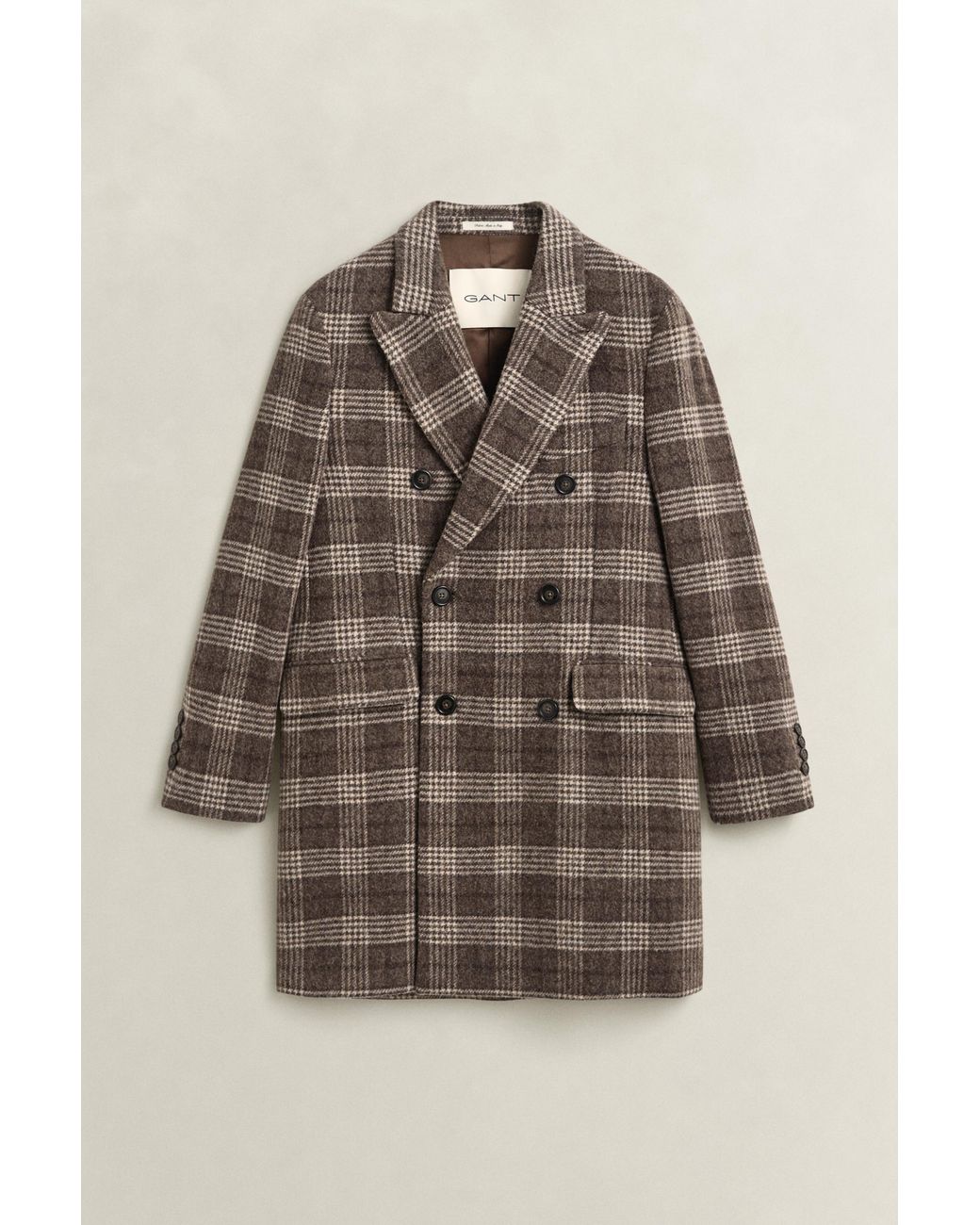 Gant Brown Double Breasted Wool Coat for men