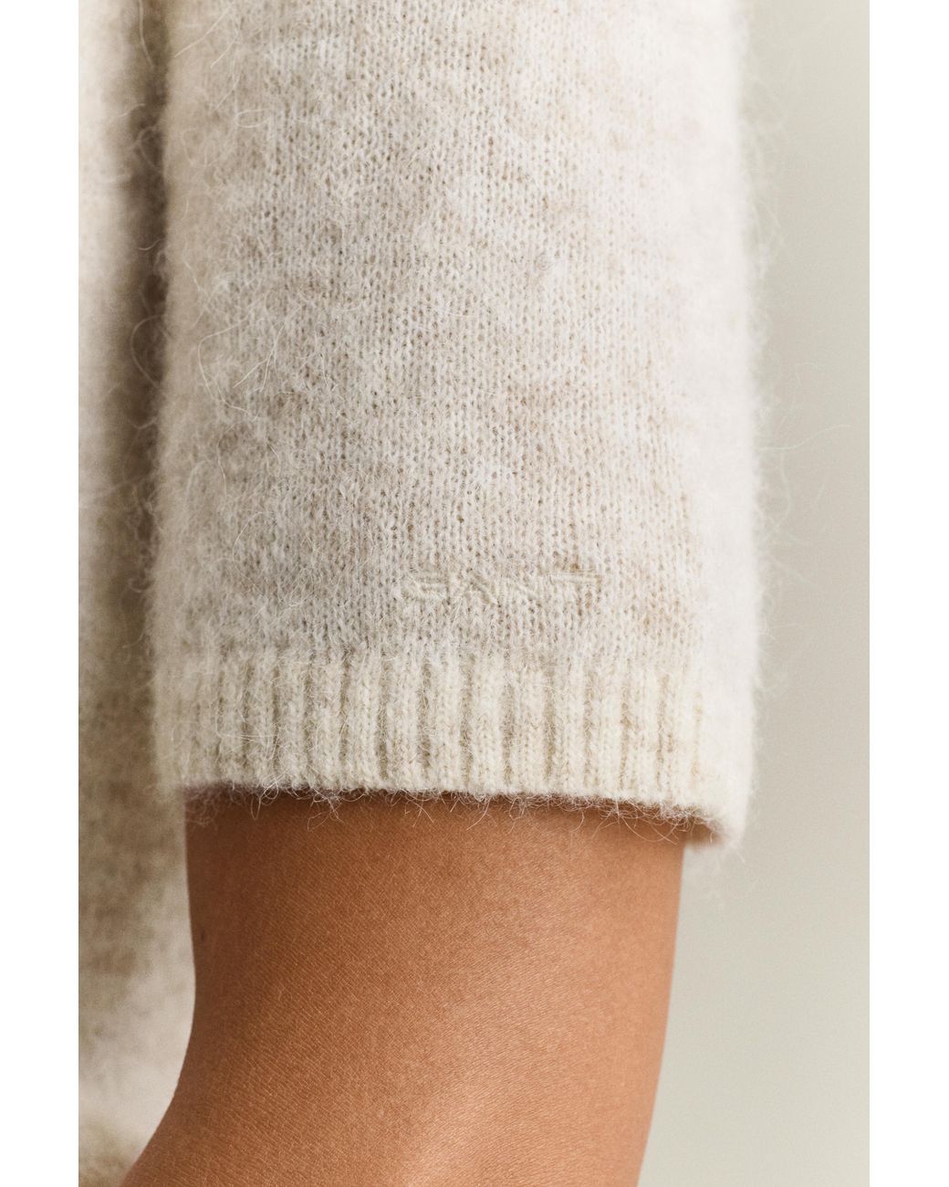 Gant Natural Alpaca Wool Blend Short Sleeve Sweater Light Melange
