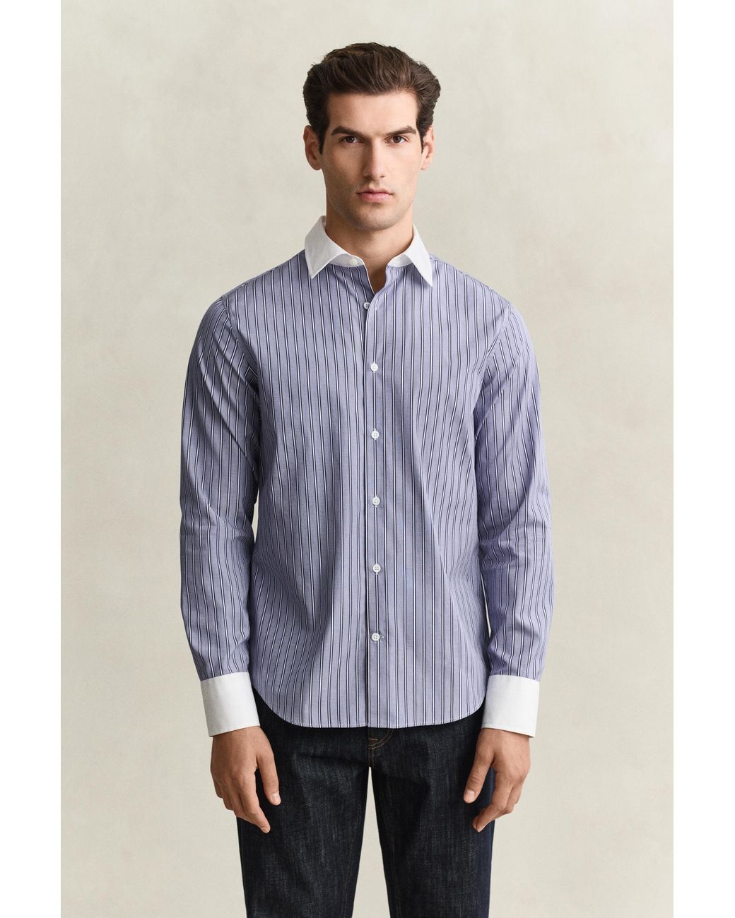 Gant Blue Fil-À-Fil Striped Shirt Persian for men