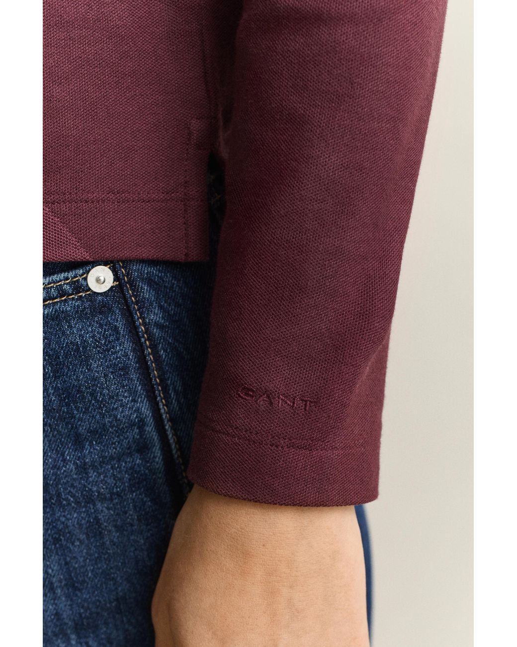 Gant Purple Argyle Long Sleeve Polo Shirt