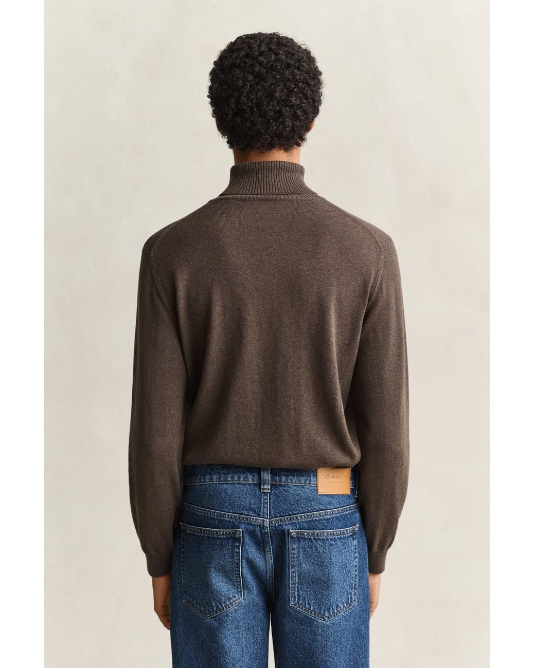 Gant Blue Cotton Wool Turtleneck Sweater Melange for men