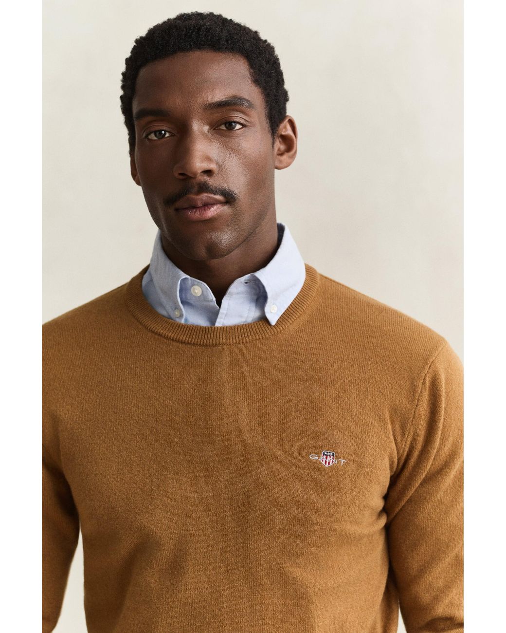 Gant Blue Lambswool Crew Neck Sweater for men