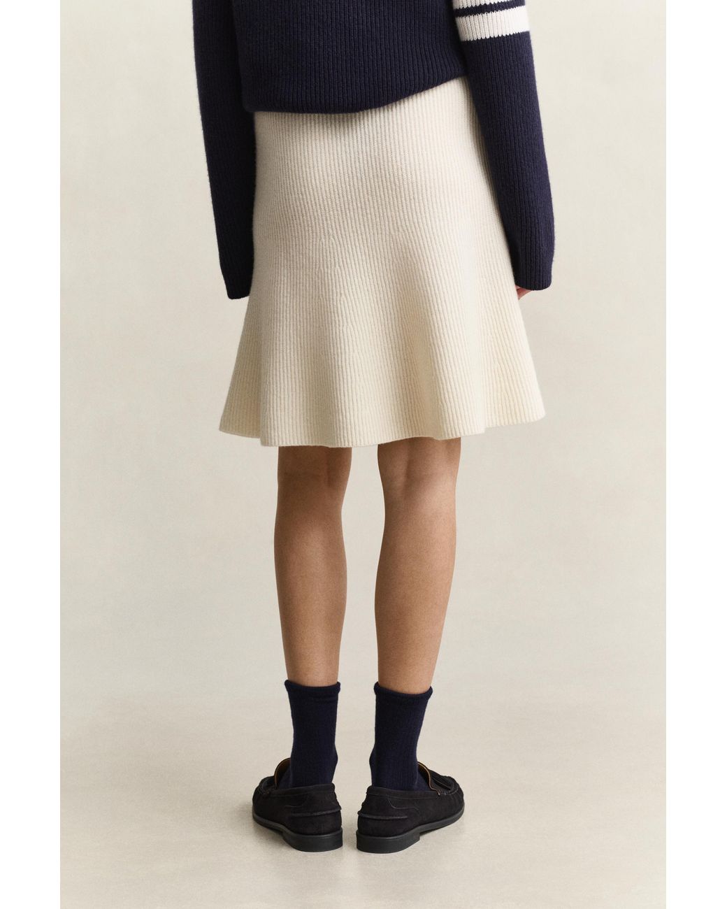 Gant Blue Wool Knitted Skirt Cream