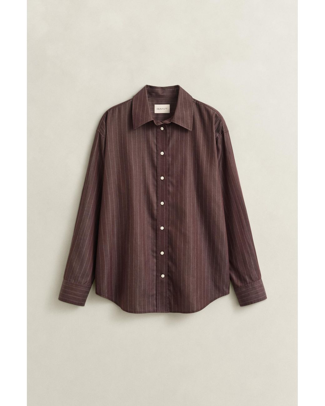 Gant Brown Relaxed Striped Poplin Shirt Deep