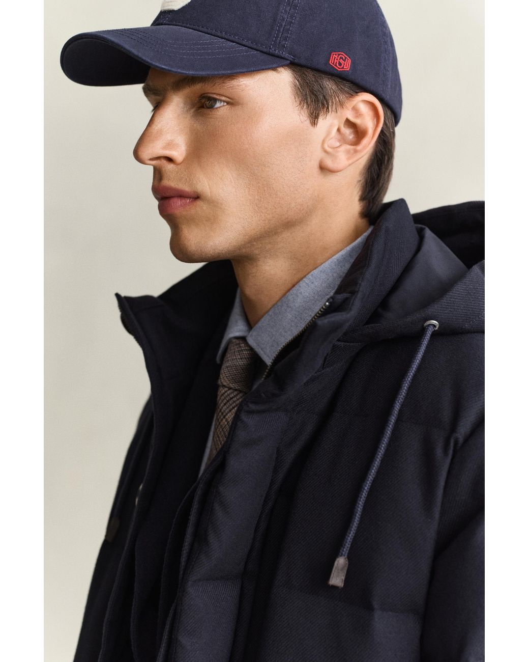 Gant Blue Flannel Down Mid Jacket Evening for men