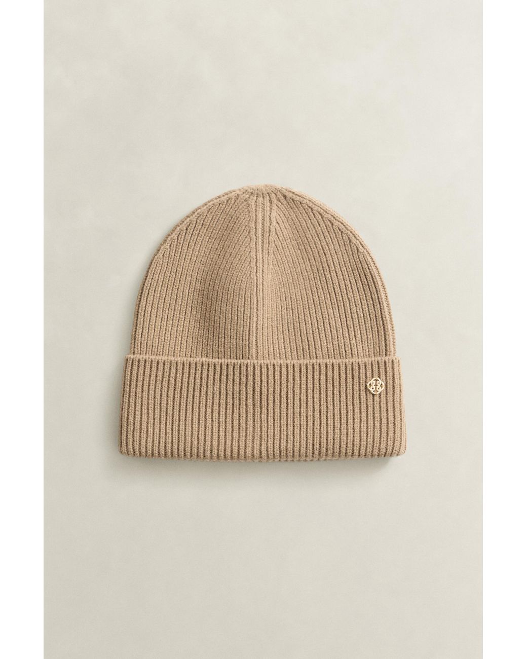 Gant Brown Ribbed Wool Beanie Warm