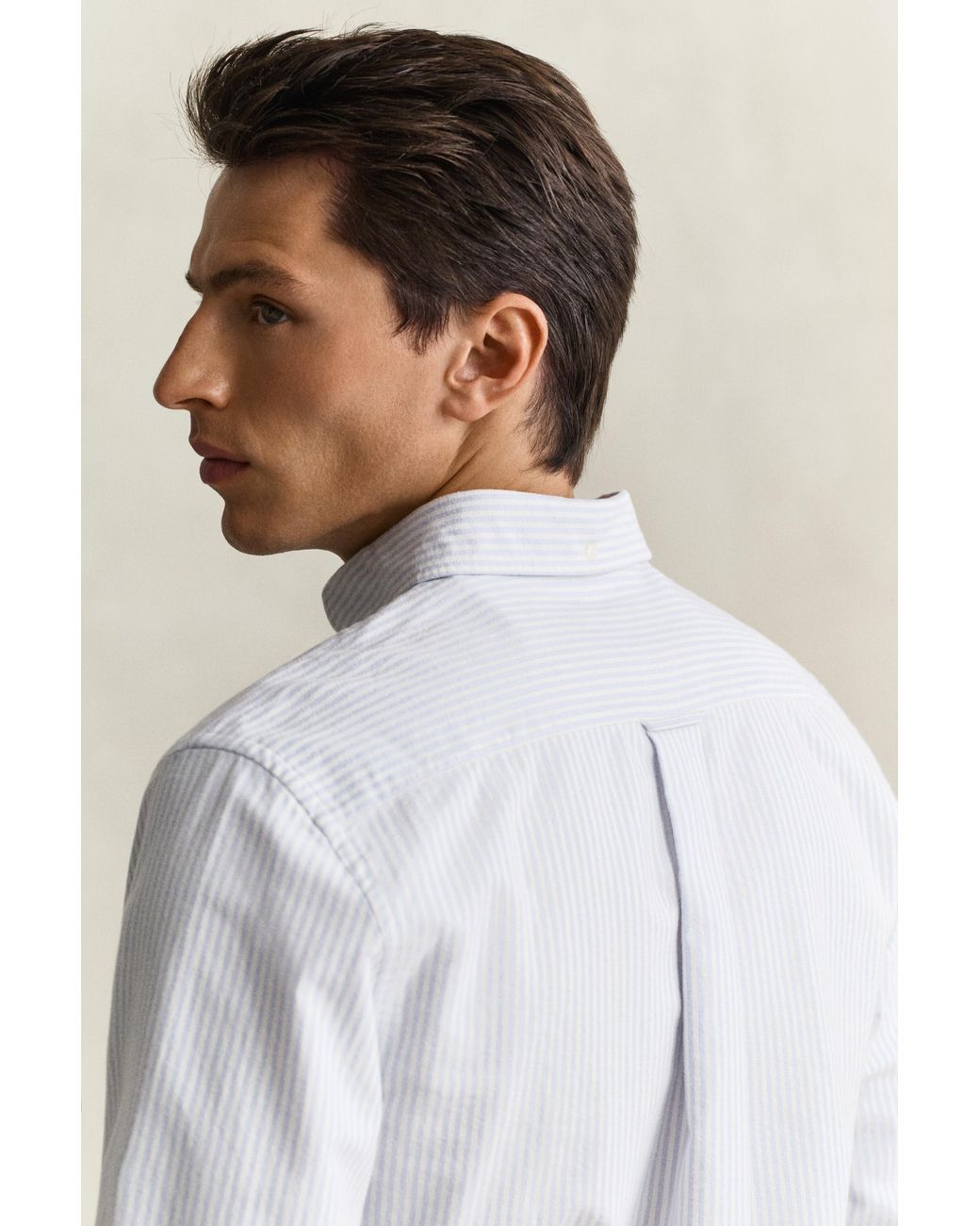 Gant White Striped Brushed Oxford Shirt Clear Sky for men