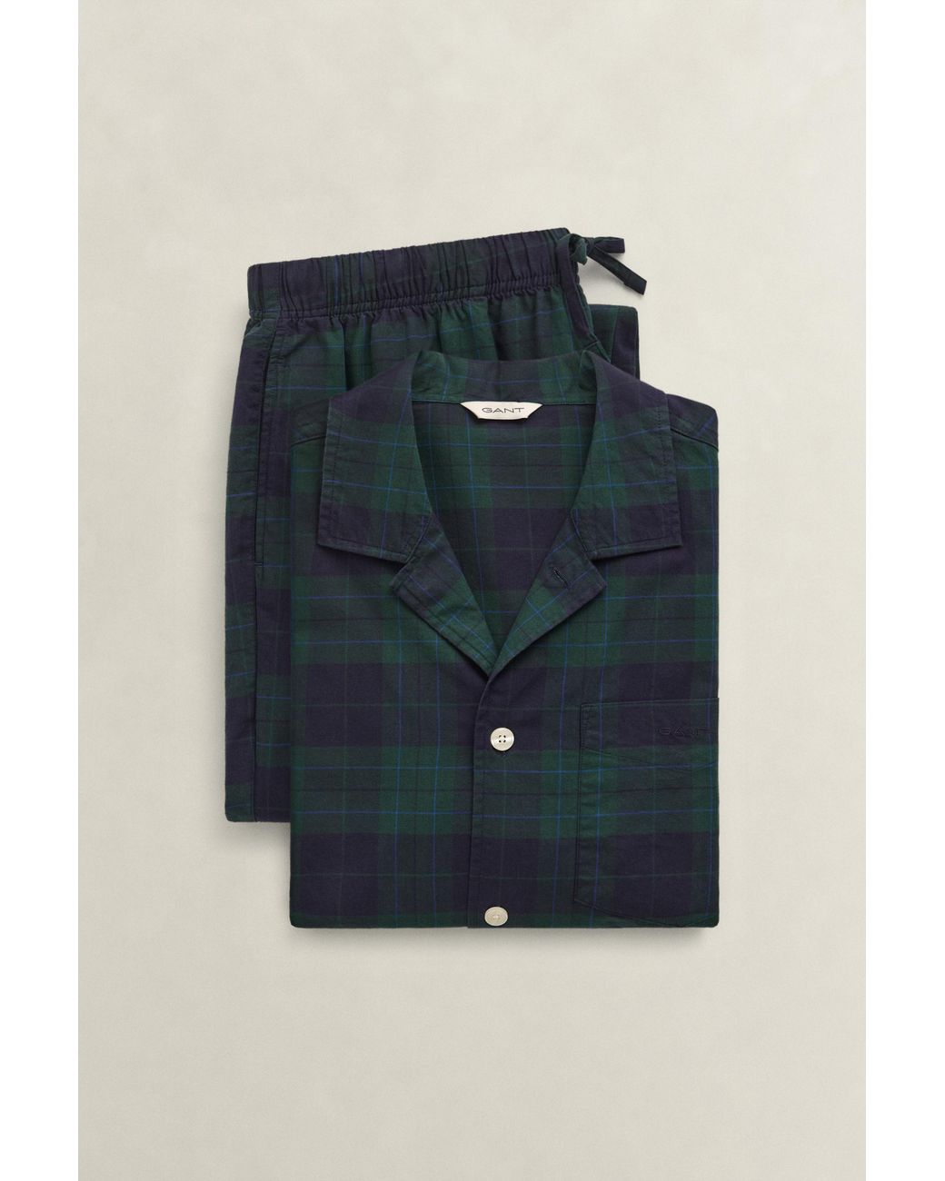 Gant Blue Checked Pajama Set Gift Box Tartan for men