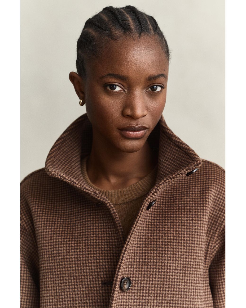 Gant Brown Checked Wool Blend Jacket Deep