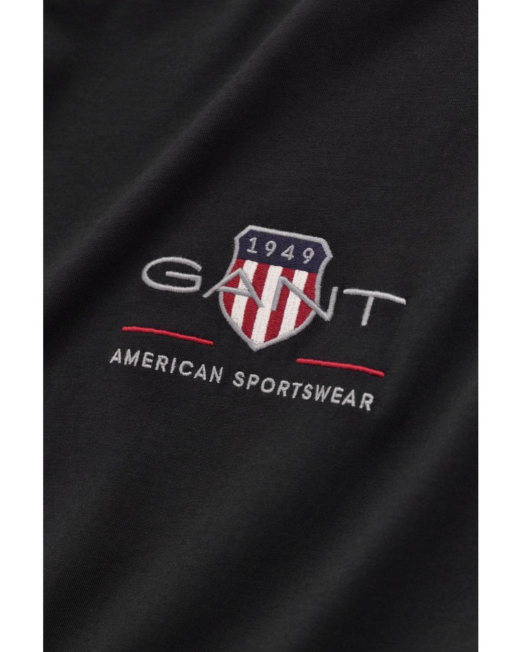 Gant Black Regular Fit Embroidered Archive Shield T-Shirt Size: L for men