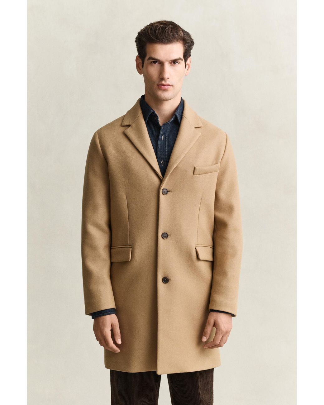 Gant Natural Wool Coat Light Taupe for men
