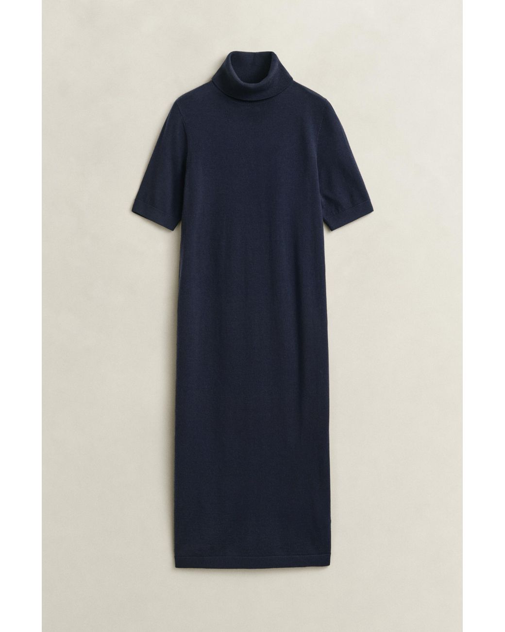 Gant Blue Merino Wool Turtleneck Dress Evening