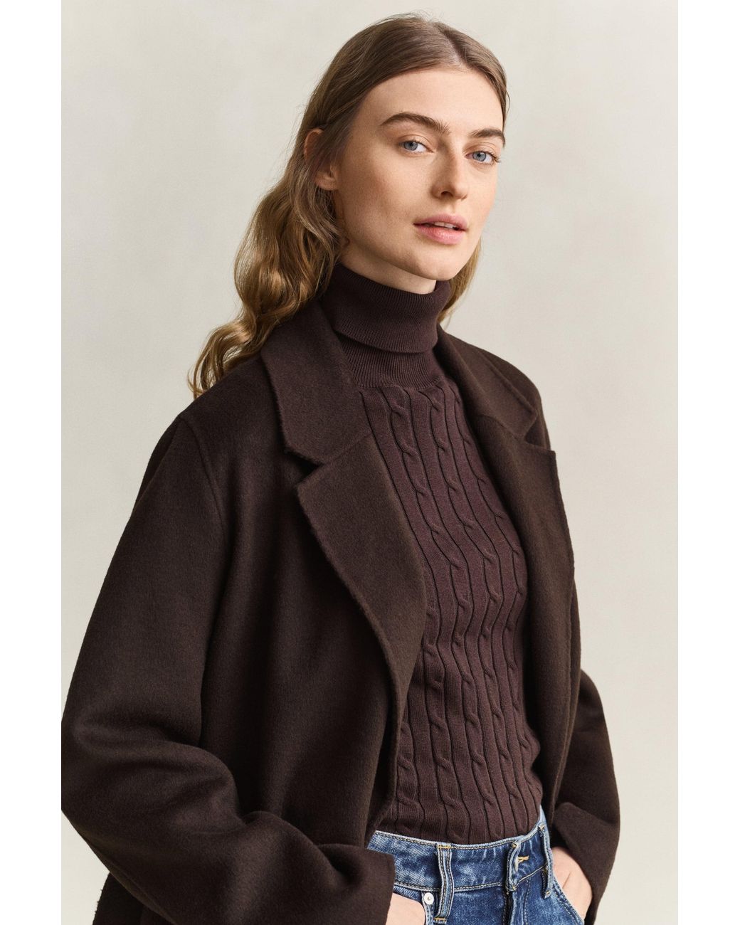 Gant Blue Handstitched Belted Coat Deep
