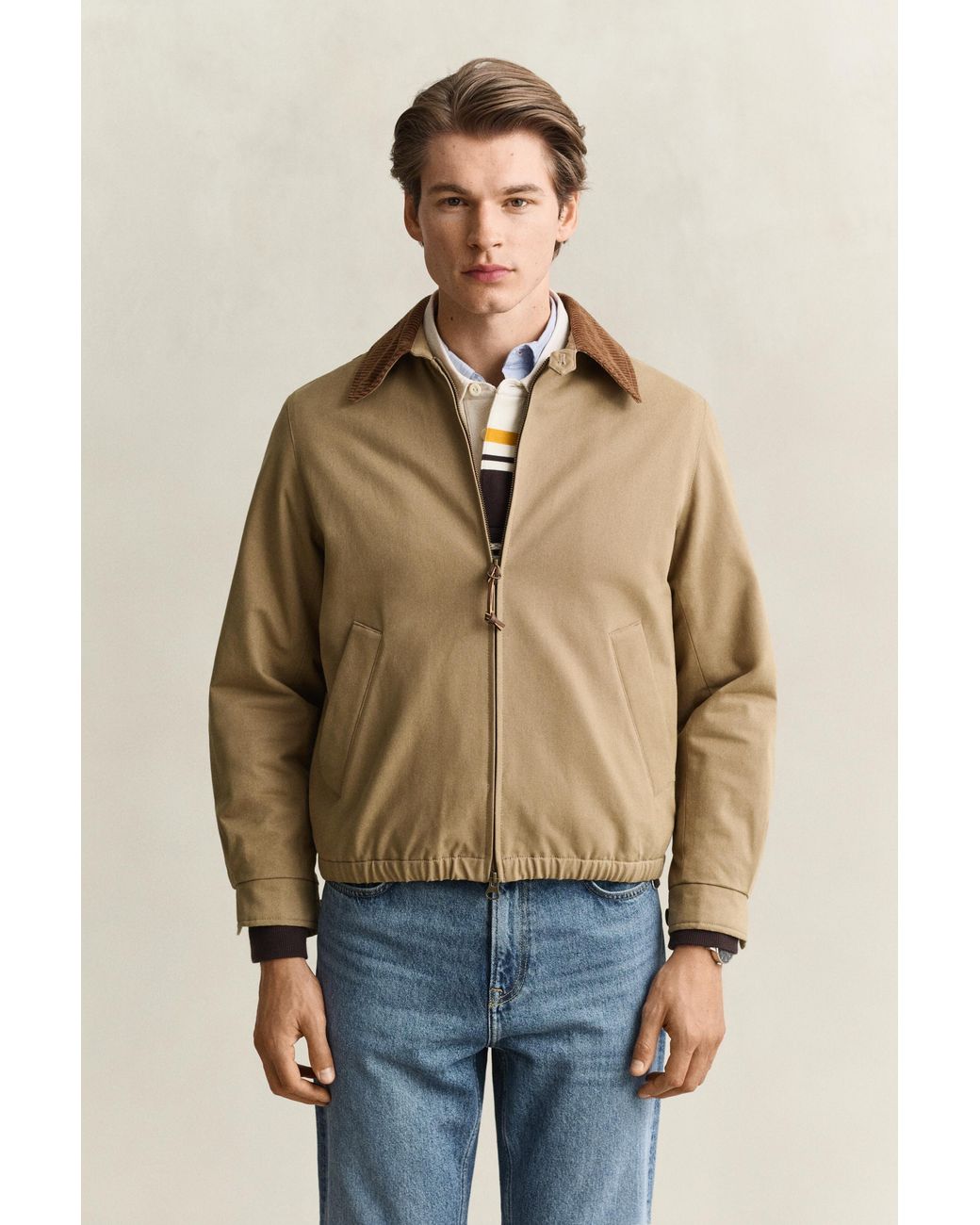 Gant Natural Moleskin Harrington Jacket Light Taupe for men
