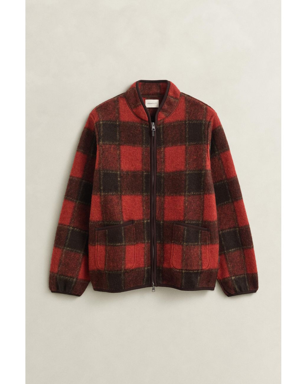 Gant Red Checked Fleece Jacket for men