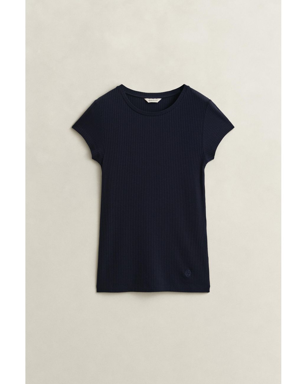 Gant Blue Slim Ribbed T-Shirt Evening