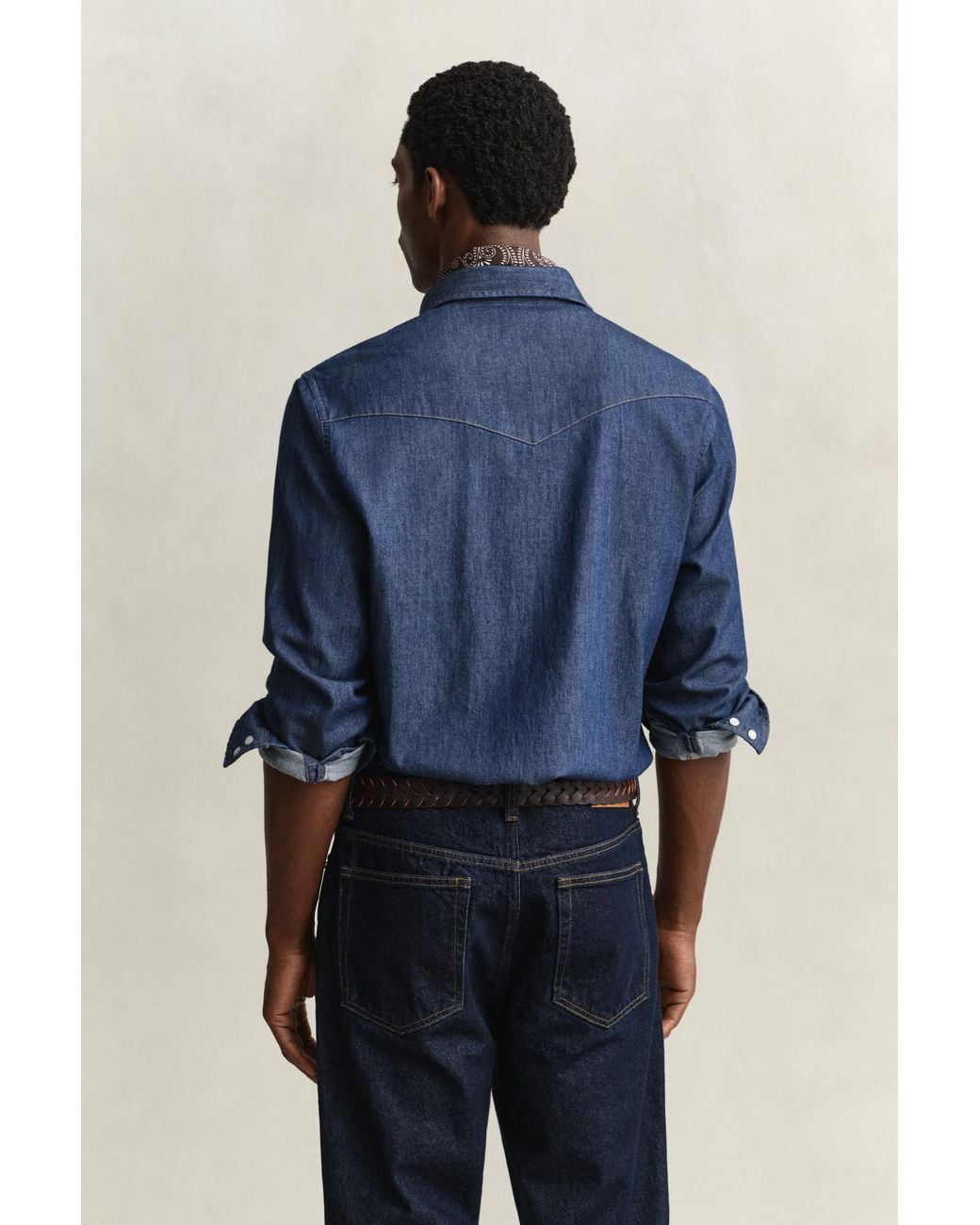 Gant Blue Denim Rodeo Shirt Dark for men