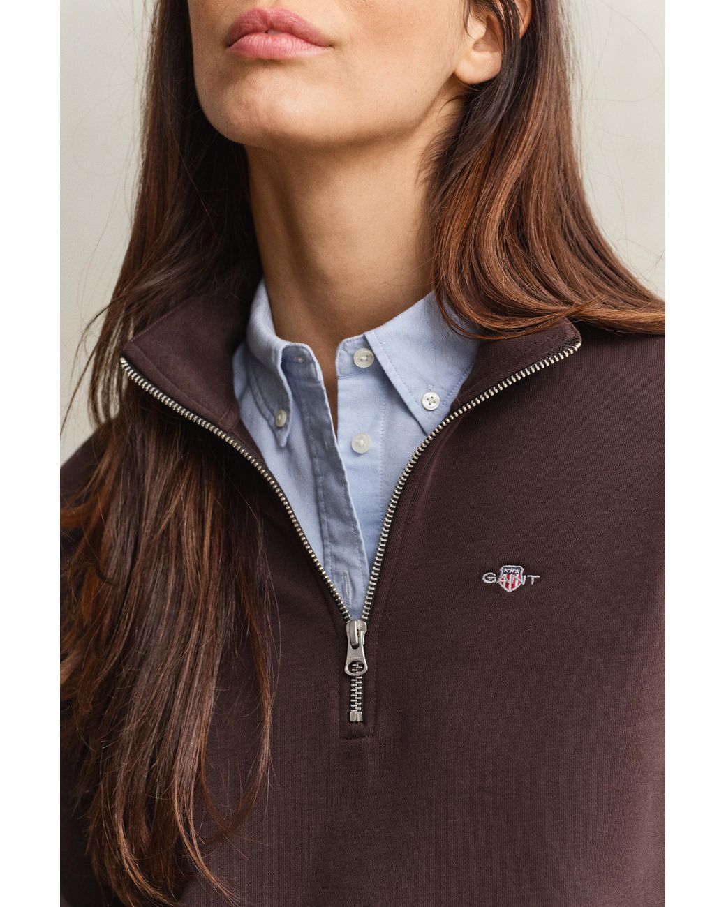 Gant Blue Shield Half Zip Sweatshirt Deep
