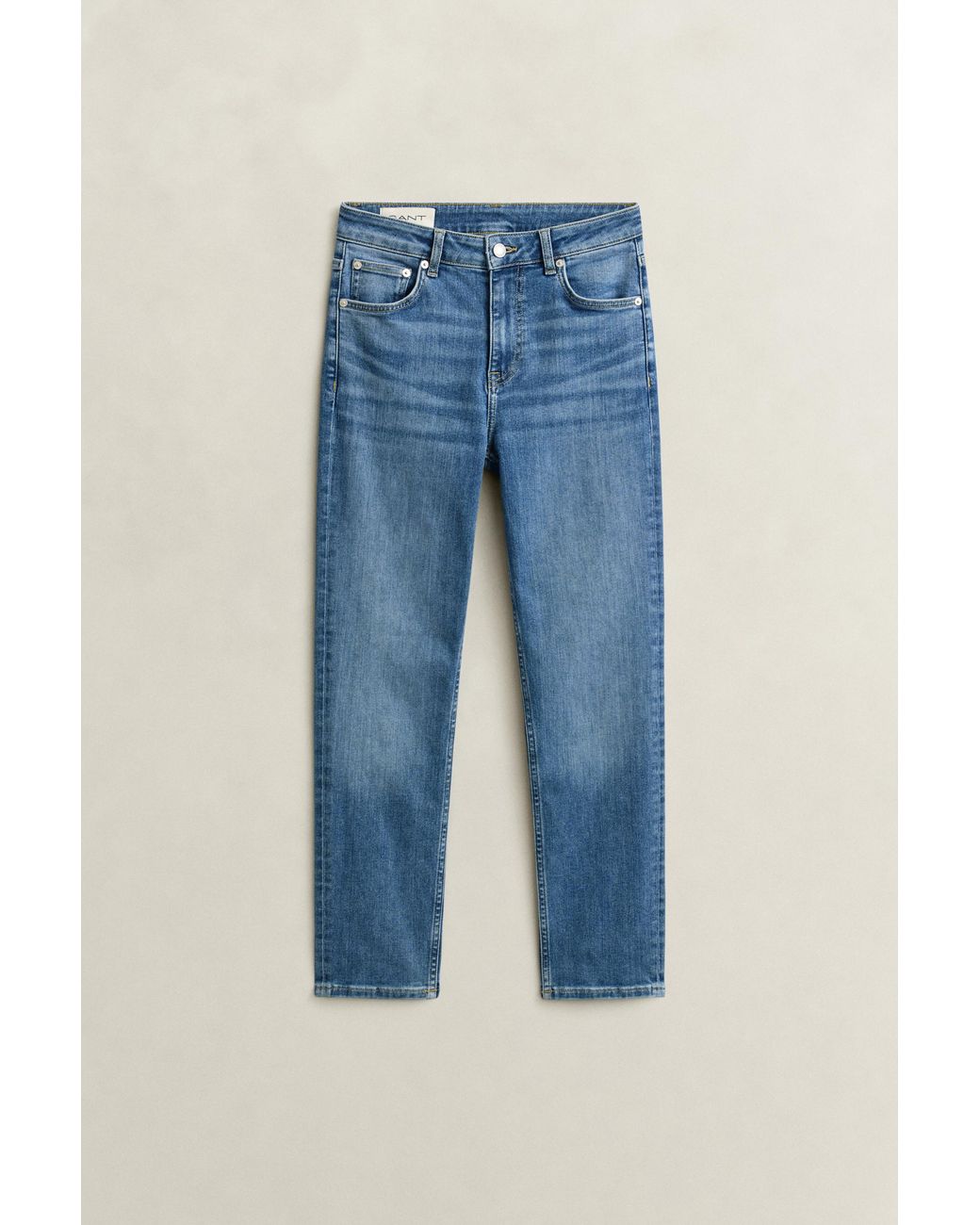 Gant Blue Cropped Stretch Jeans Mid Broken In