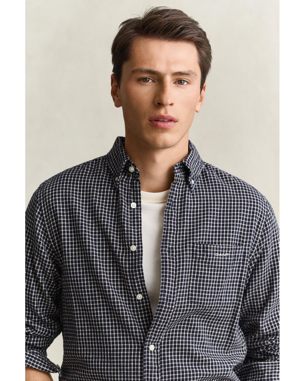 Gant Gray Checked Windblown Flannel Shirt Evening for men