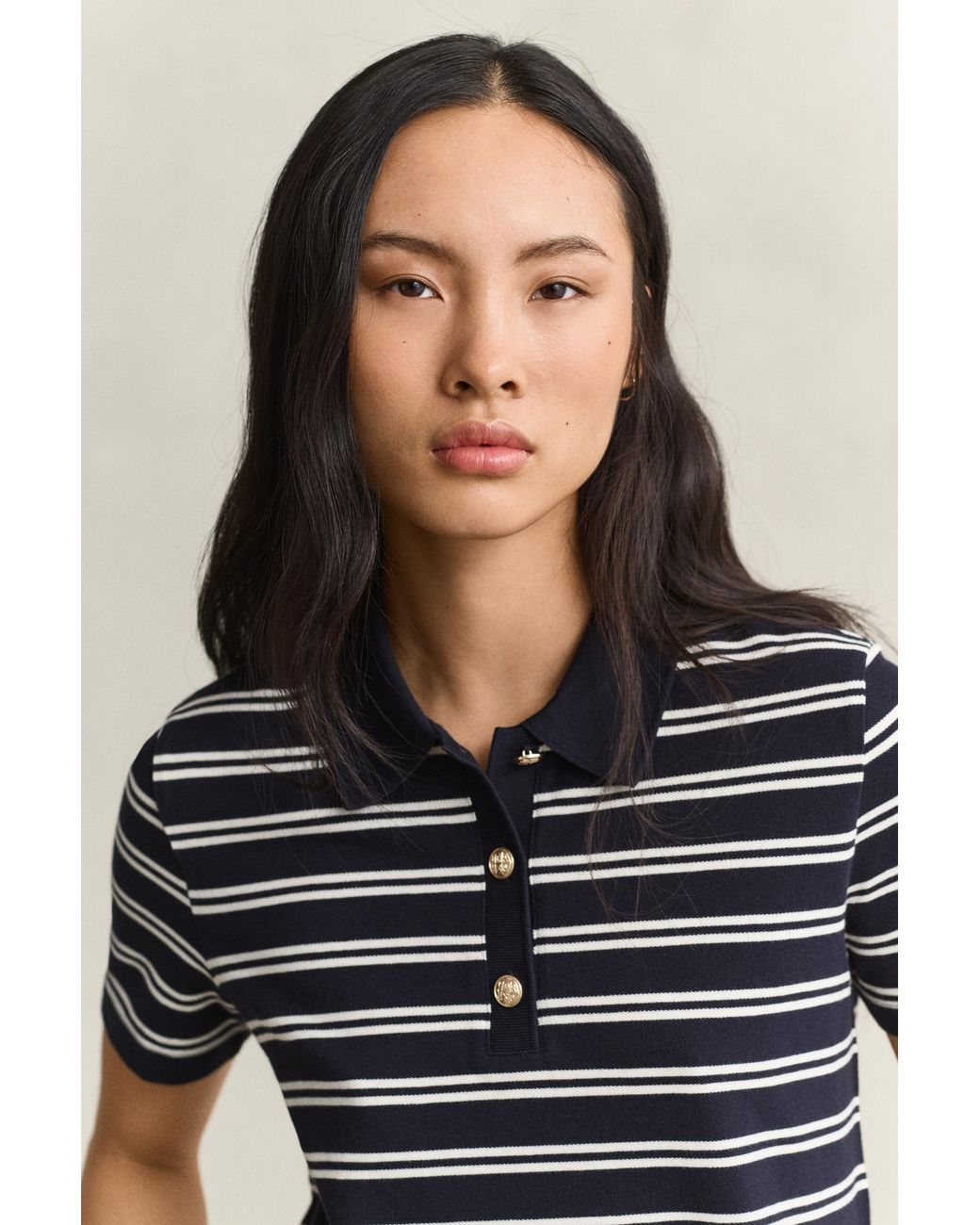 Gant Blue Striped Piqué Polo Top Evening