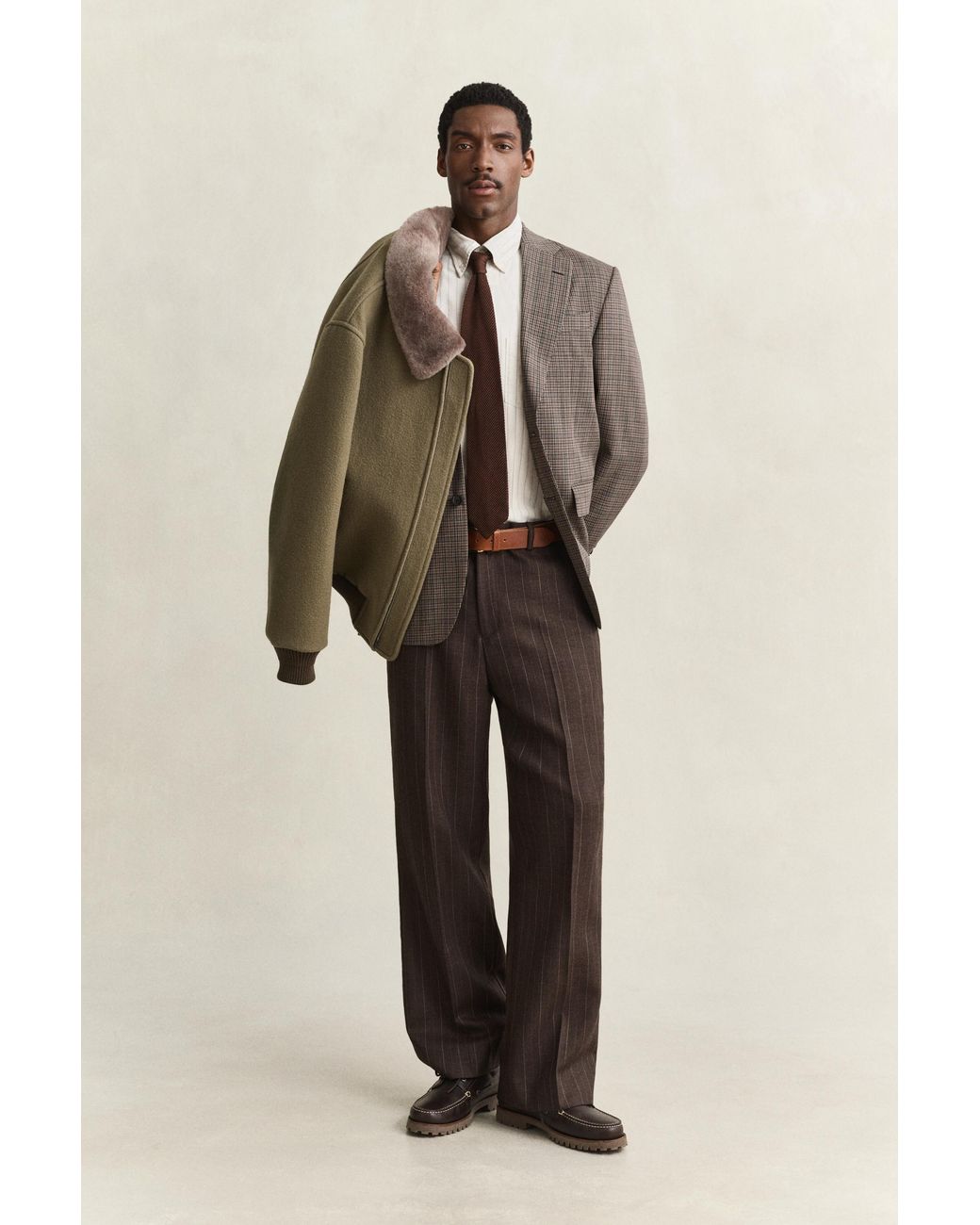 Gant Natural Wool Pinstriped Suit Pants for men