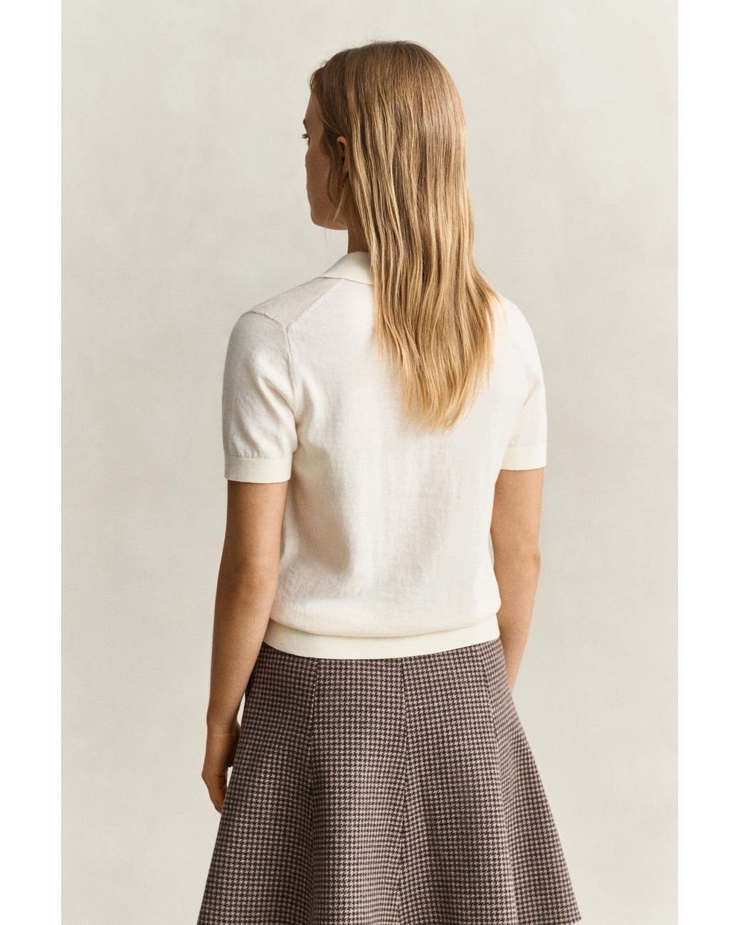 Gant Natural Light Knitted Polo Sweater Cream
