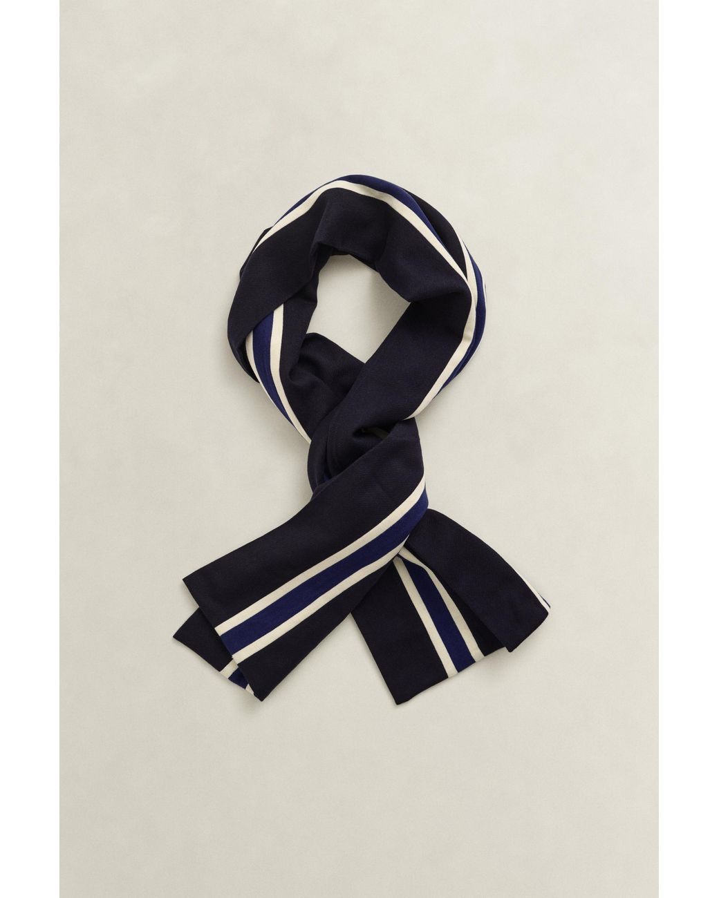 Gant Blue X Yale Striped Woven Scarf Marine for men