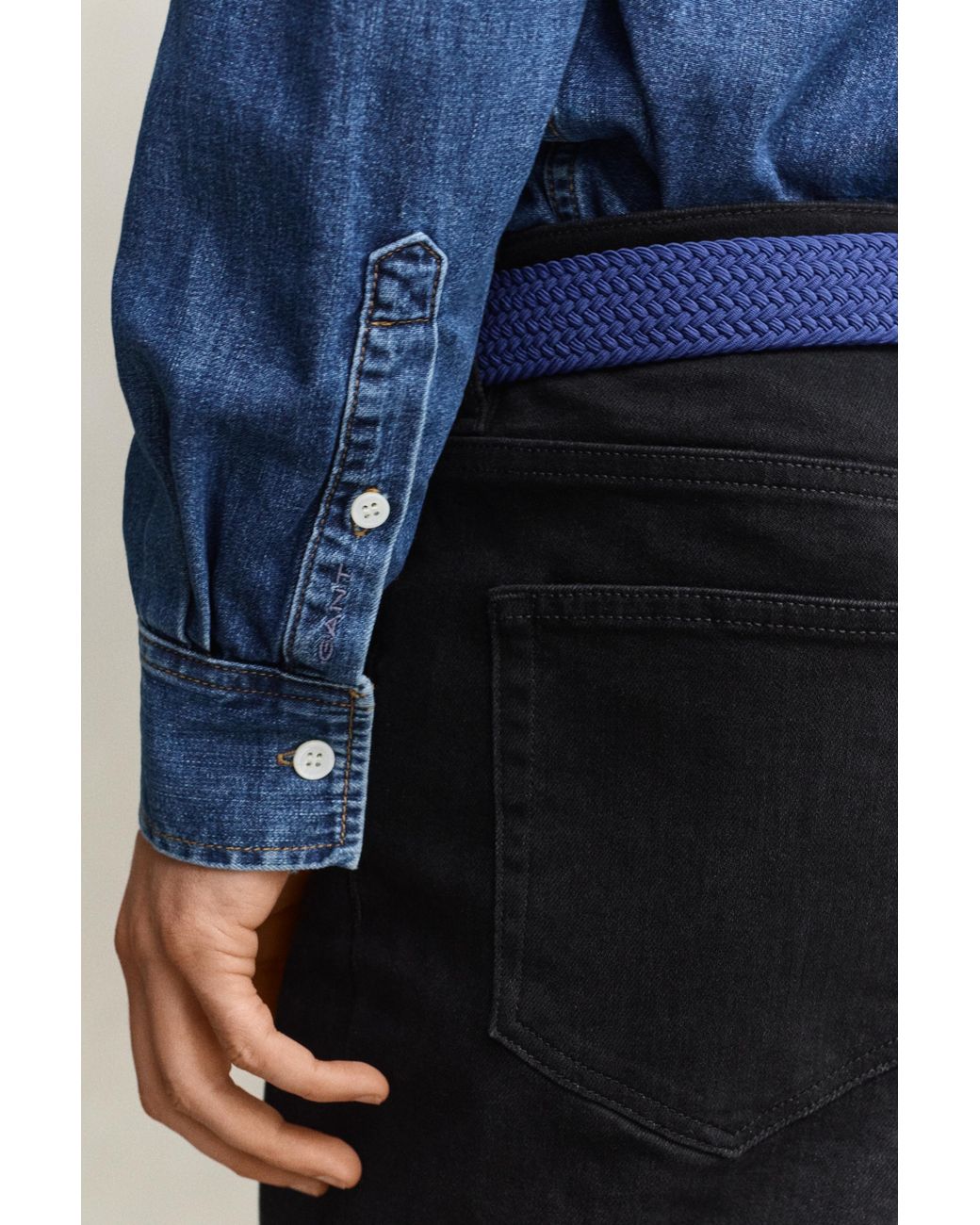 Gant Blue Denim Shirt Mid Worn In for men